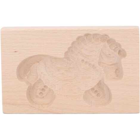 WINH Tampon à Biscuits en Bois de Hêtre, Joli Motif d'animal, Lisse, Facile à Démouler pour les Amateurs de Bricolage (Cheval de Troie) (1/5)
