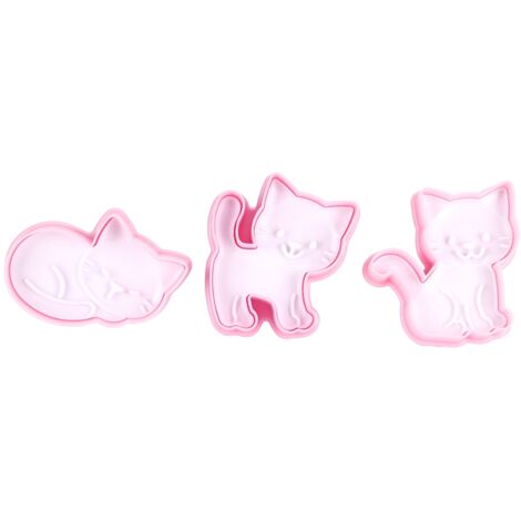 Ejoyous 3 Cookies Moule de Moule Cartoon Ensemble Accessoire de Pâtisserie en Forme de Chat, Matériau Sûr et Robuste, Utilisation Pratique et Pratique, Polyvalente, Conception Adorable, Facile à (1/5)