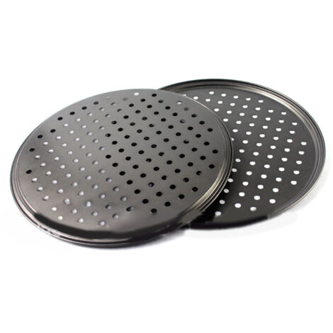Plateau à Pizza Perforé En Acier Carbone Anti-Adhésif - Cuisson Croustillante Au Four Ou BBQ 200g