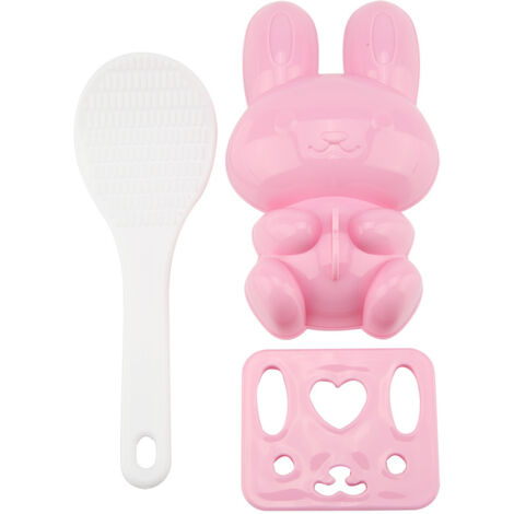 Cryfokt Moule à Riz Sushi Lapin de Dessin animé, Outil de Fabrication D'onigiri Facile pour Enfants, PP de qualité Alimentaire (PINK) (1/5)