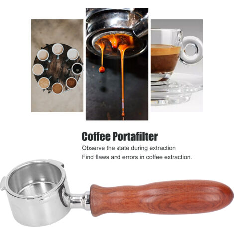BAOFUYA Porte-Filtre Sans Fond 58 Mm Double Oreilles Poignée Bois Pour Machine à Café GAGGIA