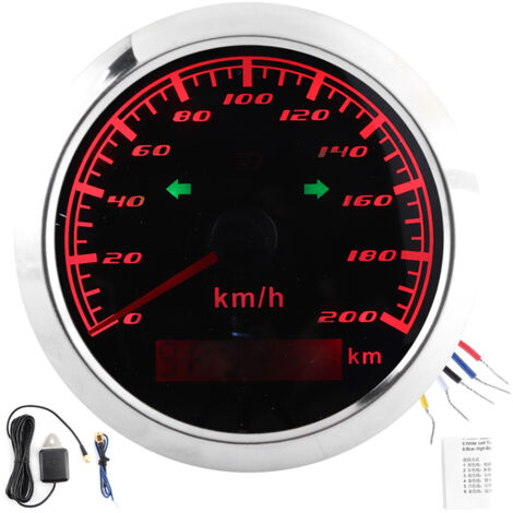 Compteur de Vitesse GPS 200 KM/H LCD Odomètre Anti-buée Compteur Multifonction Voiture Motos Navires.