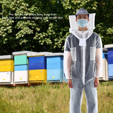 BeeAttire Combinaison D'apiculteur Avec Capuche Ronde - En Coton épais - Protection Sans Piqûres - Pour Adulte - Fermeture éclair YKK - Taille 3XL