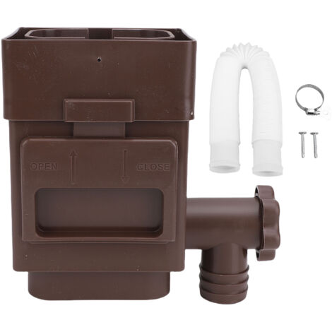 Rosvola Filtre de descente d'eau, résistant aux intempéries, gain de place, adaptateur de feuille de gouttière pour tuyau d'évacuation de 3 à 4 pouces, marron