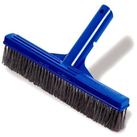 Brosse à algues en fil d'acier inoxydable robuste de 10 pouces pour allées de piscines en béton et en gunite (1/5)