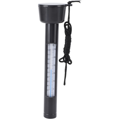 Thermomètre de piscine flottant pour la température de l'eau, rond, natation avec ficelle, extérieur, intérieur, spas, bains à remous, étangs, noir (1/5)