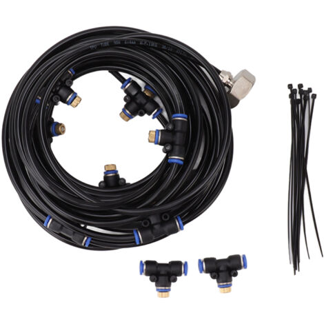 Système de refroidissement par brumisation pour Patio, brouillard d'eau pour serre et jardin, tuyau de 8m, 26 pieds, connecteur 3/4 pouces, jeu de buses en laiton (1/5)