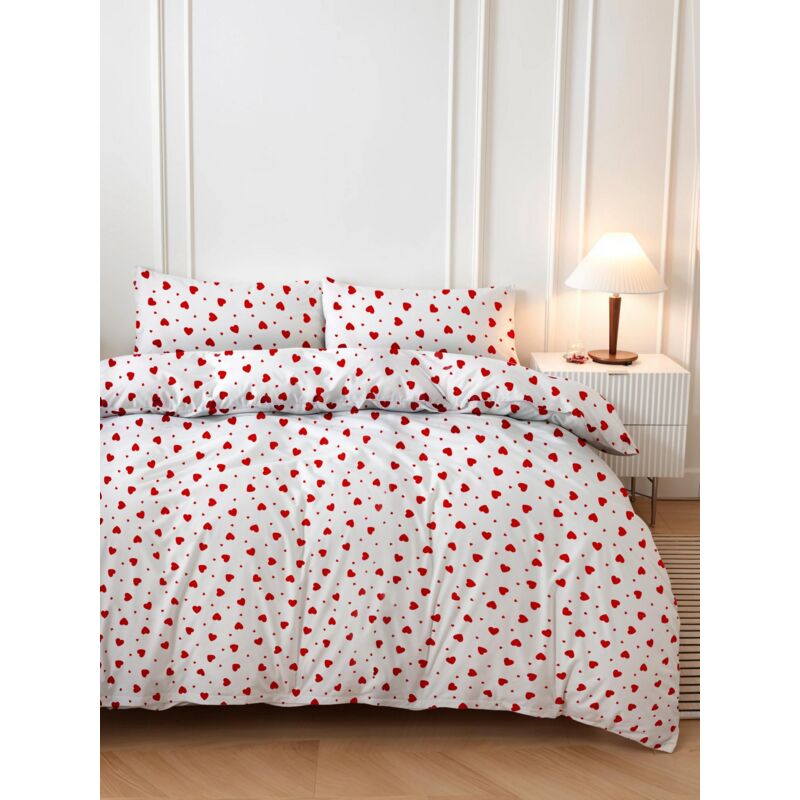Housse de couette, housse de couette, linge de lit Set 100% Coton Rose