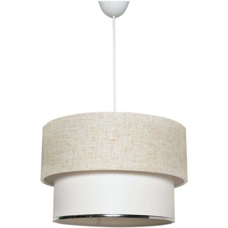 Cotecosy – Suspension moderne beige en coton – Abat-jour 30x20cm – Hauteur 65cm – Ampoule E27 max 60W – Design contemporain