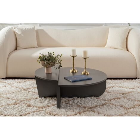 Cotecosy – Table basse fixe en panneaux de particules mélaminé – Dimensions 90x60x30 cm et 85x30x35 cm – Design moderne et gain de place