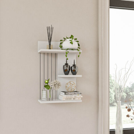 Étagère murale en mélaminé blanc de 40 cm et 60 cm de hauteur (1/5)