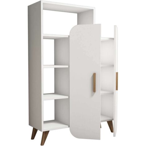Cotecosy – Bibliothèque blanche 132 cm – Étagère murale 90 cm – Panneau mélaminé 18 mm – Design moderne pour rangement élégant