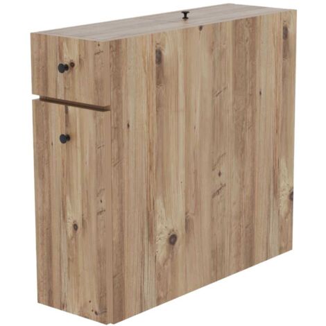 Cotecosy – Armoire de salle de bain en aggloméré mélaminé 20x55x60 cm – 2 tiroirs avec glissières télescopiques – Fixation murale sécurisée – Couleur chêne