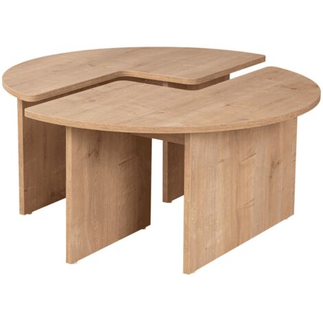 Calicosy – Lot de 2 tables basses rondes 90 cm – Aggloméré mélaminé 18 mm – Hauteur 41 cm – Design moderne pour salon chic