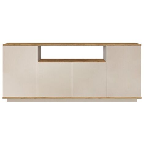 Buffet 4 portes en aggloméré finition pin – Dimensions 180x44,5x75 cm – Panneaux mélaminés pour décoration intérieure moderne