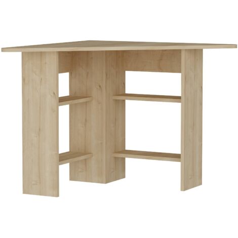 Bureau de coin 4 étagères Seredic L80xP80cm Bois Chêne clair