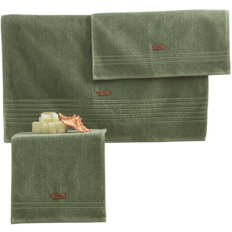 Ensemble de serviettes de bain et de douche Set 100% Coton Vert (1/3)