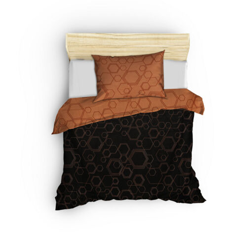 Housse de couette, housse de couette, linge de lit Set 100% Coton Copper Noir (1/5)