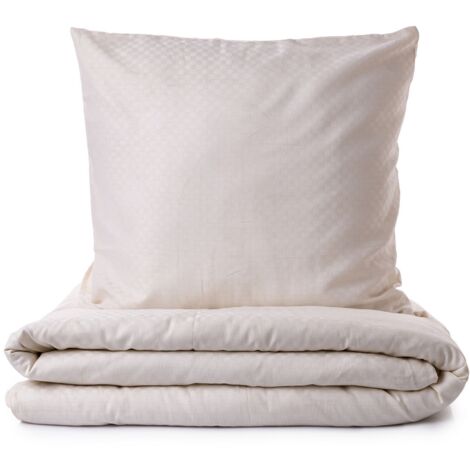 Housse de couette, housse de couette, linge de lit Set 100% Coton Cream (1/5)