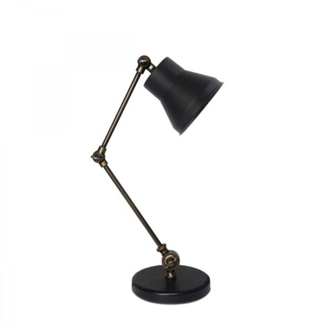 Lampe à poser pliante style rétro Delyn D12cm Métal Noir et Or antique (1/5)