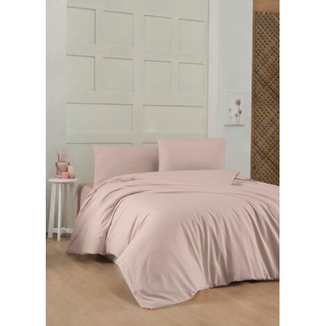 Housse de couette, housse de couette, linge de lit Set 100% Coton Dusty Rose (1/3)