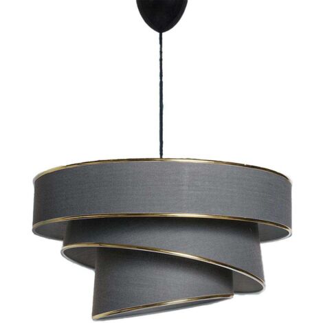 Greenice – Suspension en métal et coton 40 cm – Hauteur 72 cm – Abat-jour 40 x 20 cm – Ampoule E27 max 60W – Design moderne
