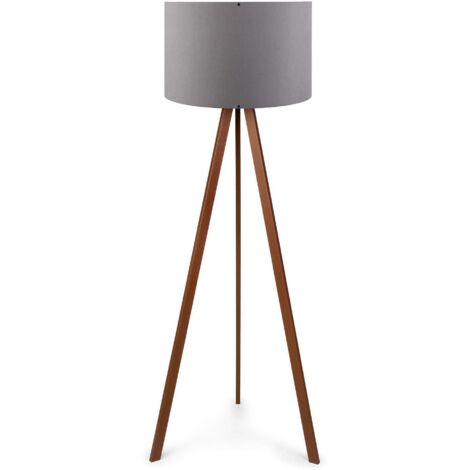 Cotecosy – Lampadaire trépied en MDF et PVC – Abat-jour cylindrique 38cm – Hauteur 140cm – Pour salon et bureau – Câble 200cm