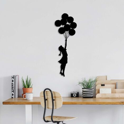 Décoration murale en métal Fille avec ballons (1/5)