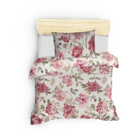 Housse de couette, housse de couette, linge de lit Set Rose Cream Vert (1/5)
