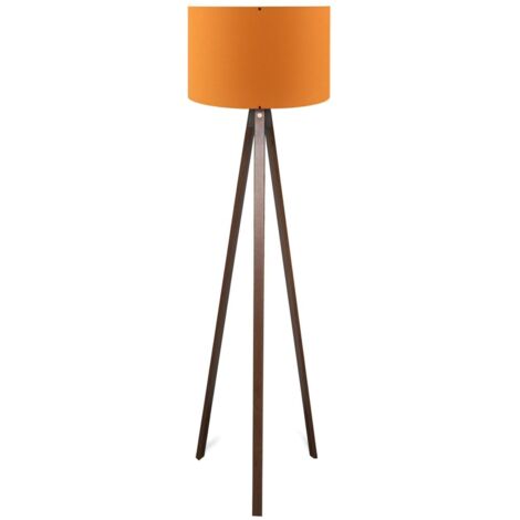 Lampadaire Tympanum trépied Bois Marron et Orange