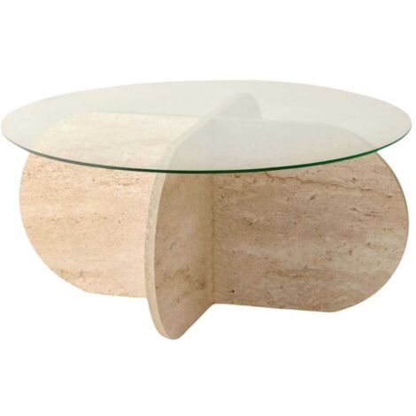 Cotecosy – Table basse fixe en verre 75 cm – Plateau 18 mm – Structure en panneaux de particules mélaminé – Hauteur 35 cm – Élégante et moderne