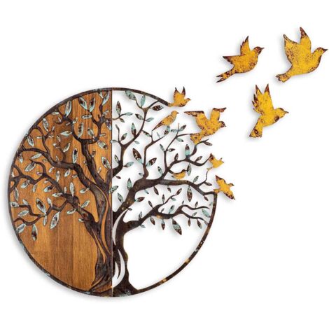 Décoration murale en métal et bois Arbre Modèle 4 (1/4)
