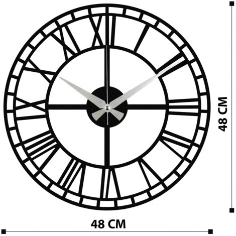 Horloge murale en métal, horloge décorative, style industriel Clock Noir (1/5)