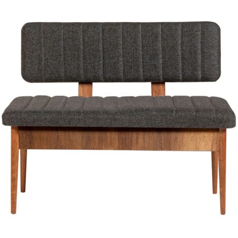 Banquette-coffre capitonnée avec dossier L110cm Scamnum Bois foncé et Tissu Anthracite