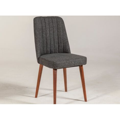 Chaise de salle à manger tissu anthracite et bois Noyer Mareva (1/3)