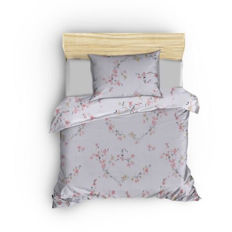 Housse de couette, housse de couette, linge de lit Set 100% Coton Blanc Salmon (1/5)