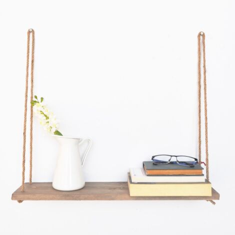 Étagère murale à corde Scott L60xH13cm Bois massif clair (1/5)