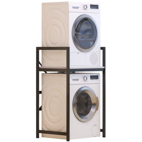 Asir Group Llc – Meuble de superposition machine à laver – Panneaux de particules mélaminé – Cadre métal – Dimensions 116x70x60 cm – Livré en kit (1/5)