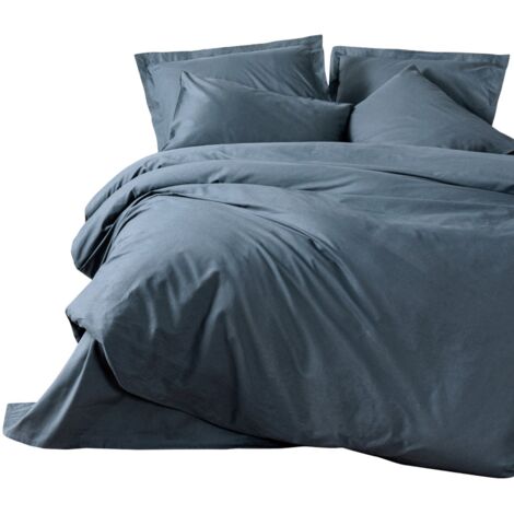 Housse de couette, housse de couette, linge de lit Set 100% Coton Anthracite (1/3)