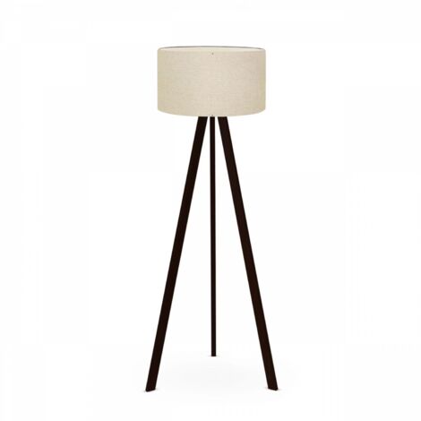 Lampadaire trépied Tympanum 140cm Tissu Beige et Bois Noir