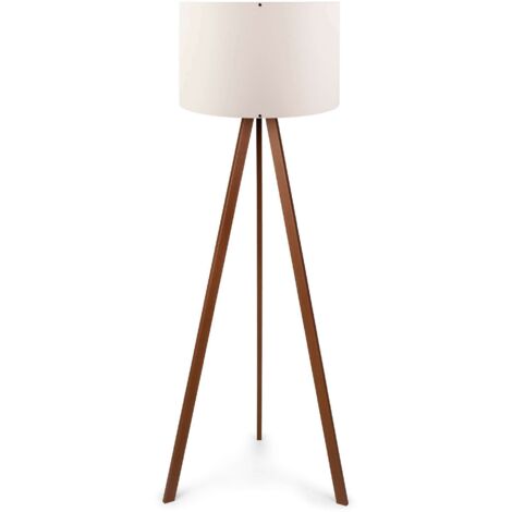 Cotecosy – Lampadaire trépied en MDF et PVC – Hauteur 140 cm – Abat-jour cylindrique 38 cm – Pour éclairage intérieur moderne