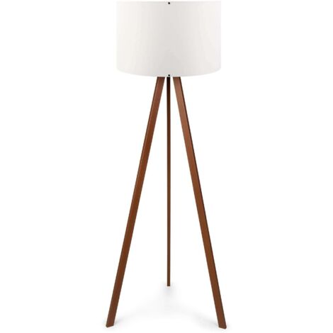 Cotecosy – Lampadaire trépied en MDF et PVC – Abat-jour cylindrique 38x38cm – Hauteur 140cm – Éclairage chaleureux pour salon et bureau