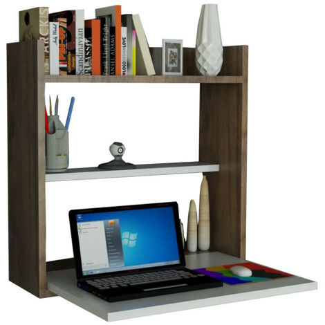 Bureau murale Cizax 60cm Bois et Blanc