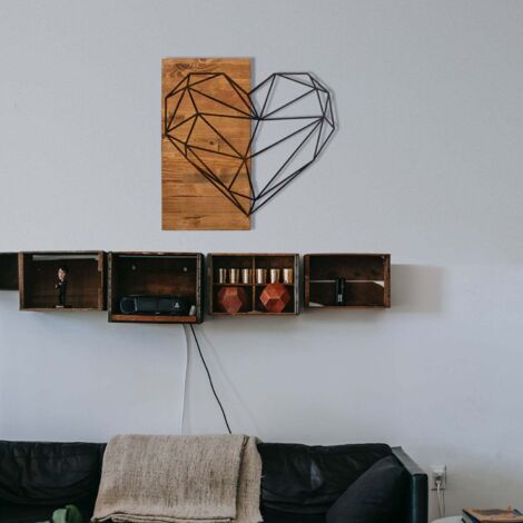 Décoration murale en bois et métal Walnut Coeur (1/5)