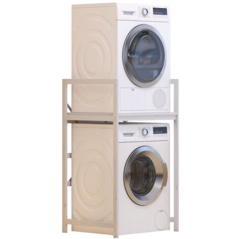 Asir Group Llc – Meuble de superposition machine à laver – Dimensions 116x70x60 cm – Cadre métal robuste – Étagères en panneaux mélaminé (1/5)