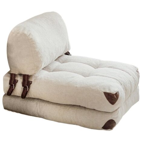 Cotecosy – Canapé-lit 1 place crème – Tissu Teddy – Longueur 160 cm – Hauteur d'assise 24 cm – Largeur 80 cm – Design moderne (1/5)