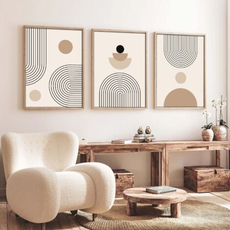 Cadre deco salon peinture sur panneau mdf lot de 3 tableaux huhu261