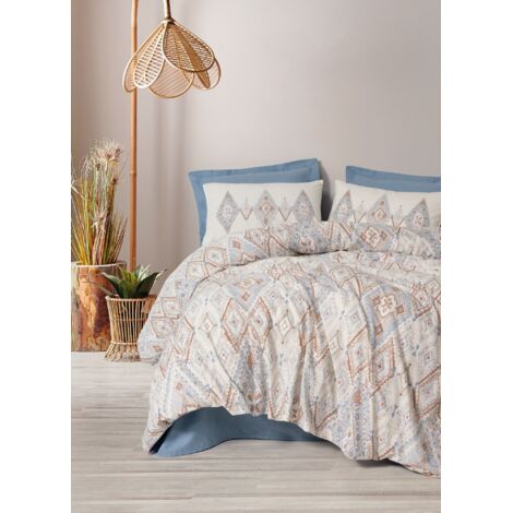 Housse de couette, housse de couette, linge de lit Set 100% Coton Indigo (1/2)