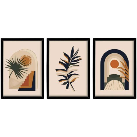Cotecosy – Tableau décoratif multicolore 3 pièces – Matériau MDF – Dimensions 38x53cm – Épaisseur cadre 22mm – Poids léger 1,4kg