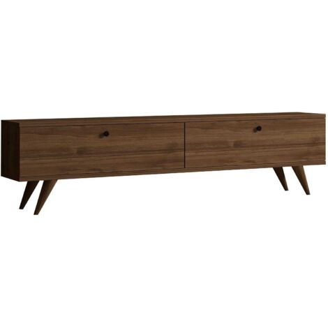 Asir Group Llc – Meuble TV 2 portes en aggloméré marron – Dimensions 160x35x25 cm – Finition noyer – Panneaux de particules mélaminé – Pieds en plastique